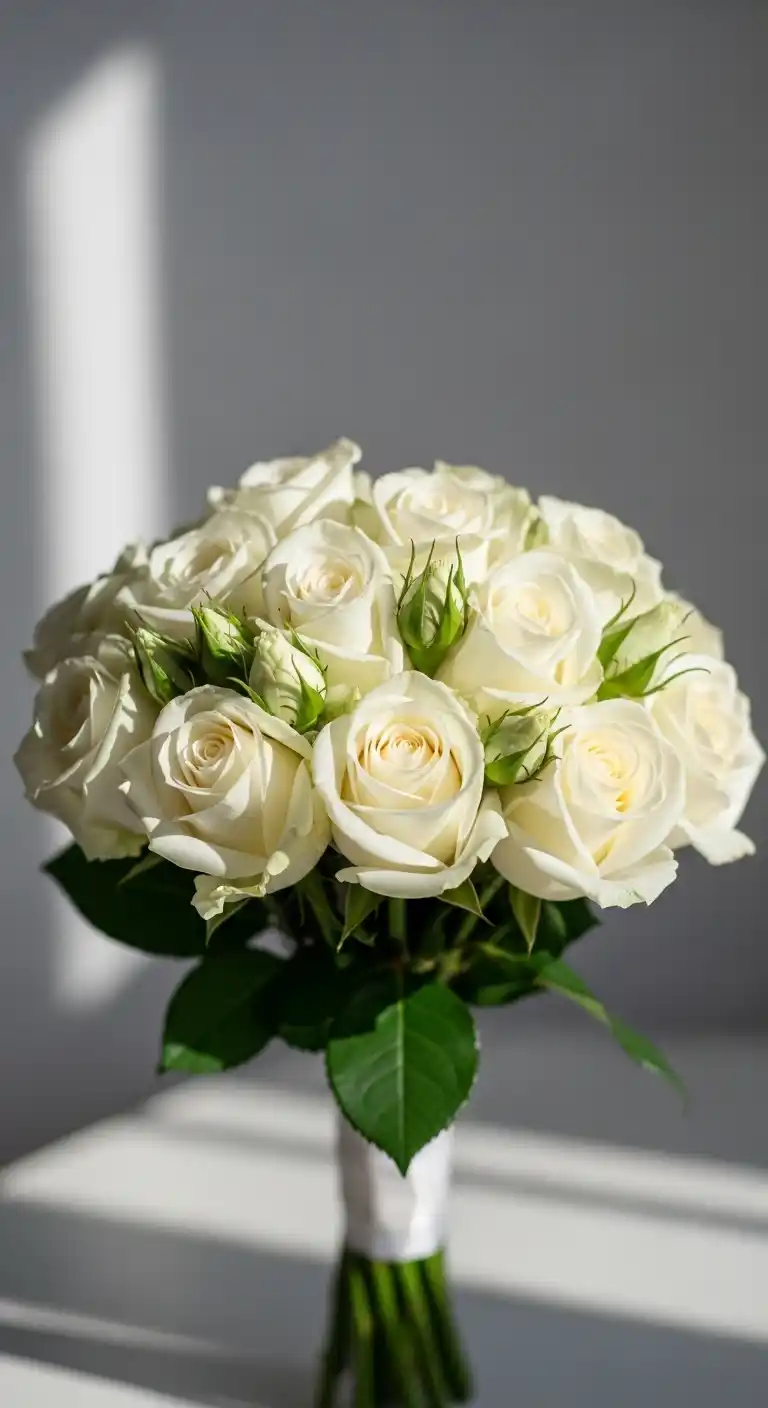 17 Gorgeous White Wedding Bouquets to Inspire 5 1. Classic Rose White Wedding Bouquets