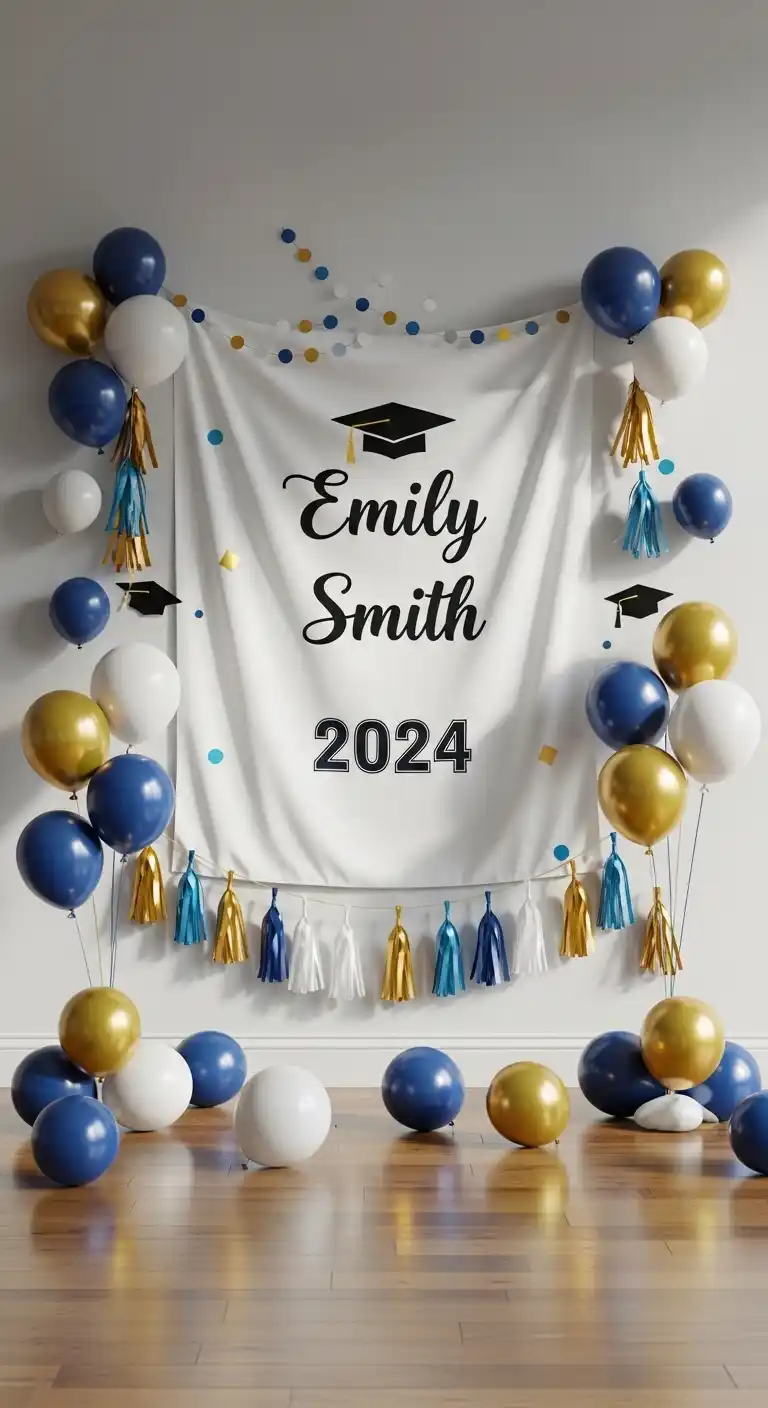 21 Graduation Party Set Up Ideas That Are Fun and Stylish 5 1. Personalized Graduation Banner Display