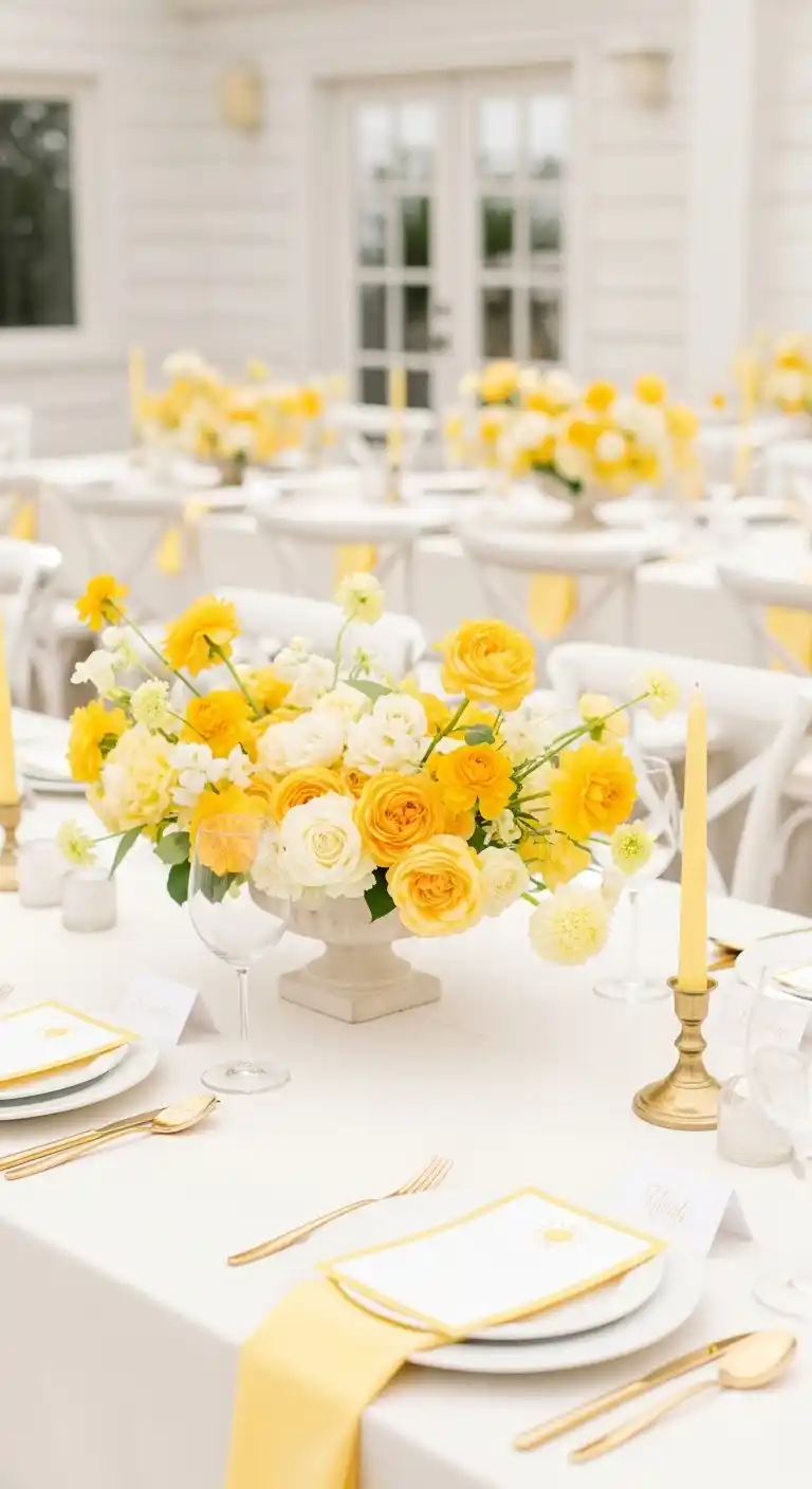 17 Yellow Bridal Shower Ideas for a Radiant Party 5 1. Sunshine-Inspired Yellow Bridal Shower Color Palette