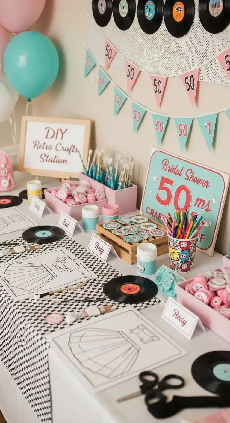 Easy Ways to Style a Bridal Shower 50s Theme 14 10. DIY Retro Crafts Station