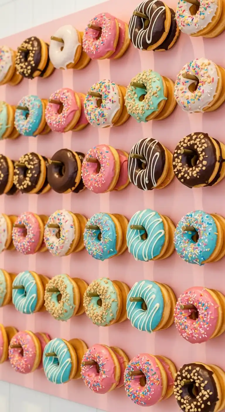 15 Graduation Party Dessert Table Ideas You’ll Love 14 10. Fun Doughnut Wall