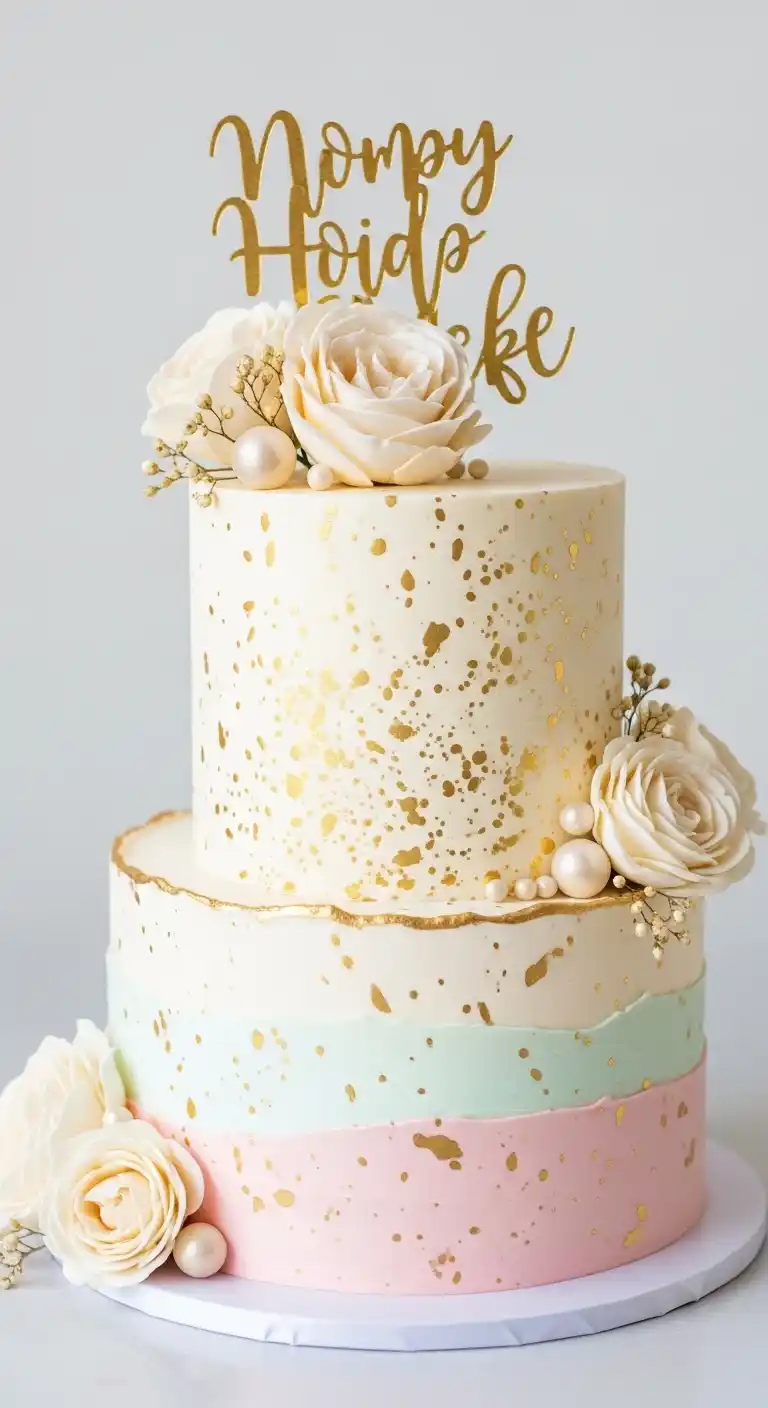 Shimmer & Shine: 19 Gold Wedding Cake Ideas for a Magical Day 13 10. Gold Speckled Cake