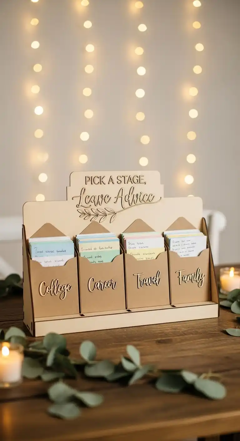 20 Graduation Party Memory Ideas You’ll Treasure 14 10. Graduation Party Memory Ideas Through Advice Cards by Life Stage