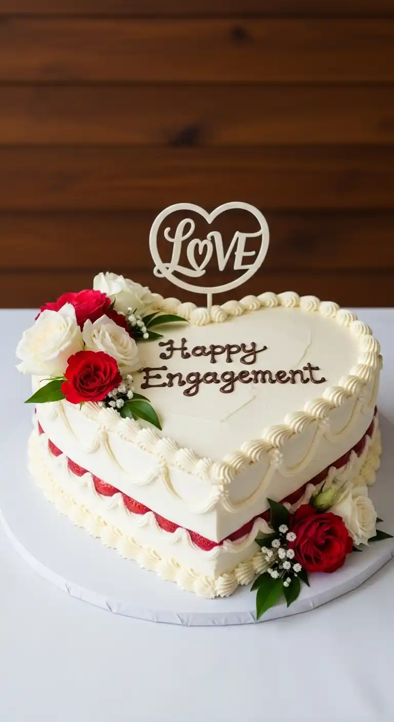 Engagement Party Cake Styles That Wow 14 10. Heart-Shaped Cake