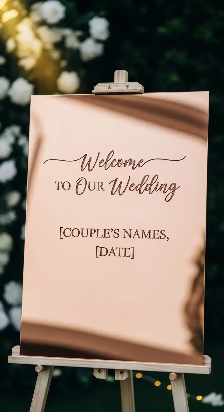 17 Rose Gold Wedding Ideas You’ll Adore 13 10. Rose Gold Wedding Signage for a Stylish Touch
