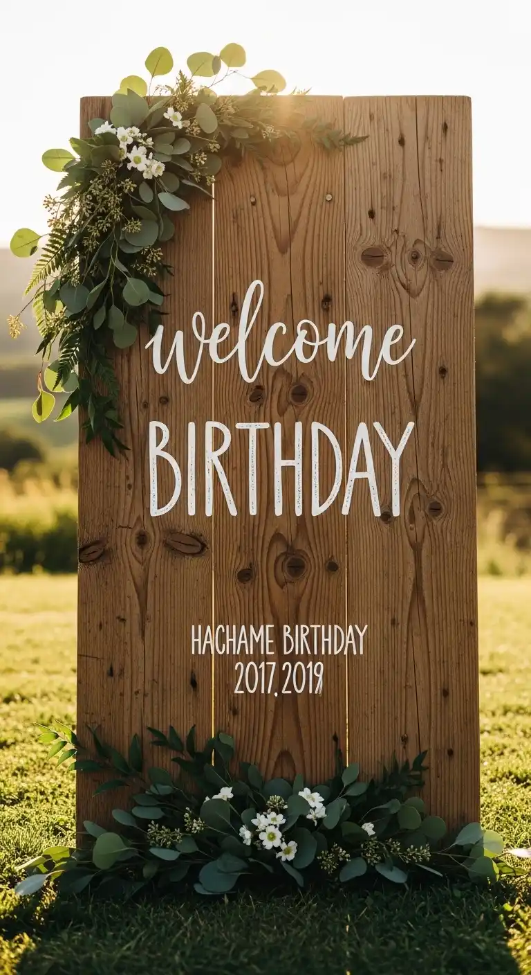 20 Stylish Birthday Party Welcome Boards 14 10. Rustic Wooden Birthday Party Welcome Board