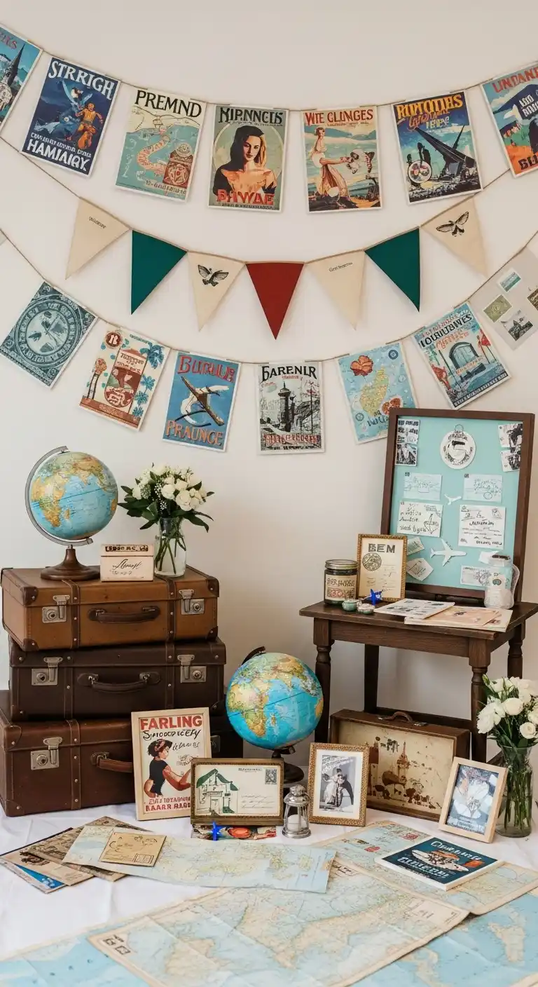 19 Charming Bridal Shower Vintage Theme 14 10. Vintage Travel Theme