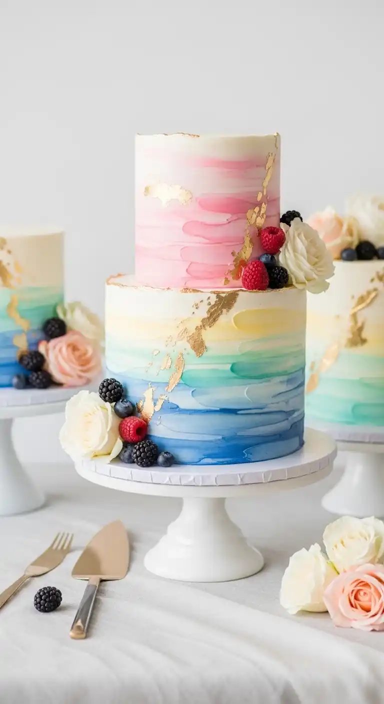 Wedding Anniversary Cake Designs for Every Style 14 10. Watercolor Wedding Anniversary Cake Design