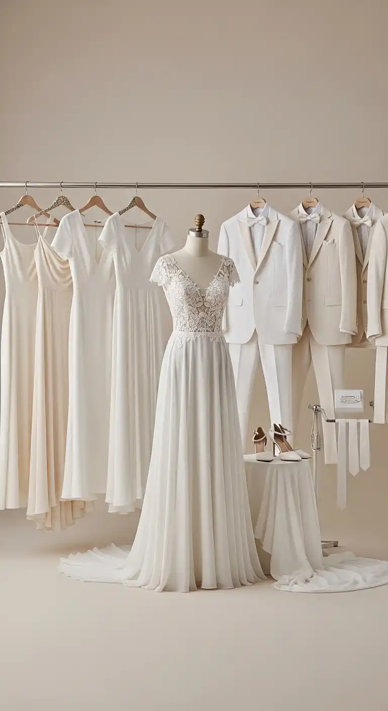 17 Classic White Wedding Ideas You’ll Always Love 14 10. White Bridal Party Attire Coordination
