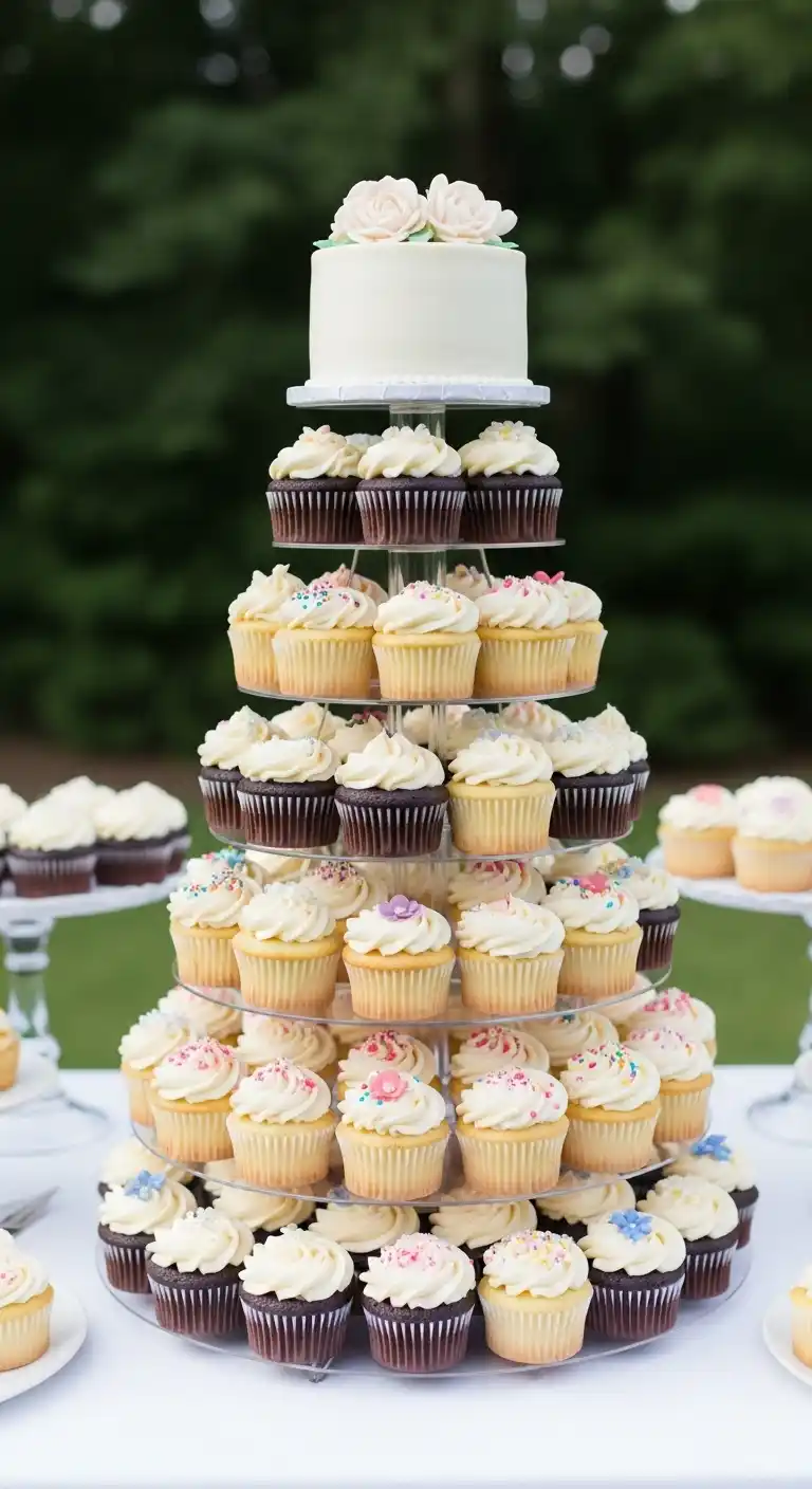 Engagement Party Cake Styles That Wow 15 11. Cupcake Tower Instead of a Traditional Cake