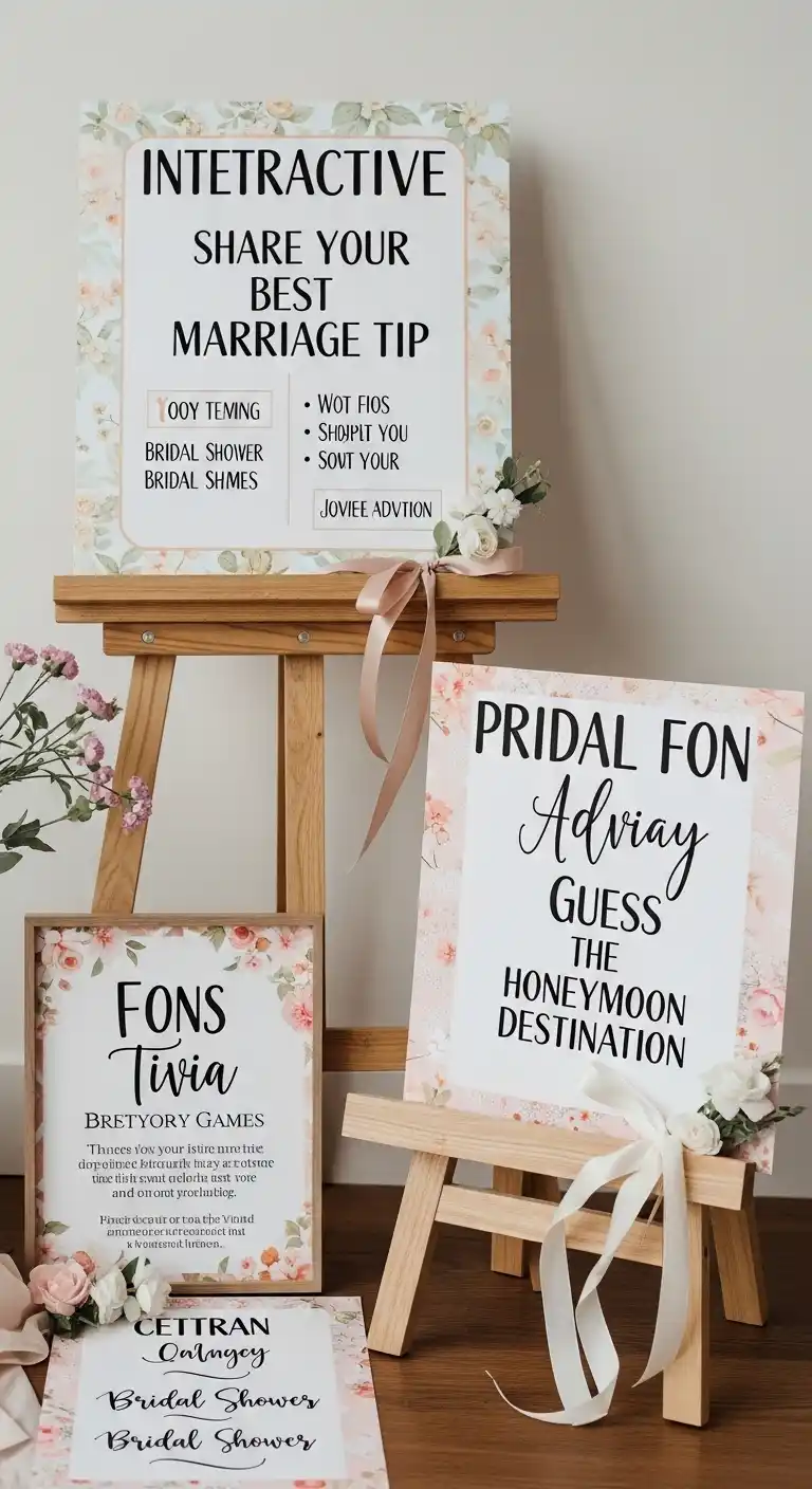 Bridal Shower Accessories Ideas for Every Theme 15 11. Customizable Signage for Games or Activities