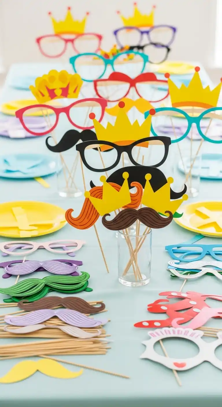 Birthday Party Table Decorations: 19 Fun Ideas 15 11. DIY Photo Booth Props on the Table