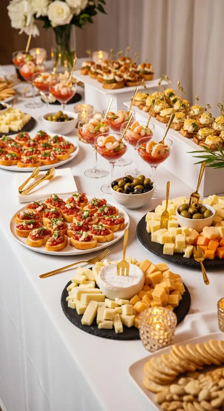 20 Stunning Graduation Party Food Table Looks 15 11. Elegant Appetizer Graduation Party Food Table