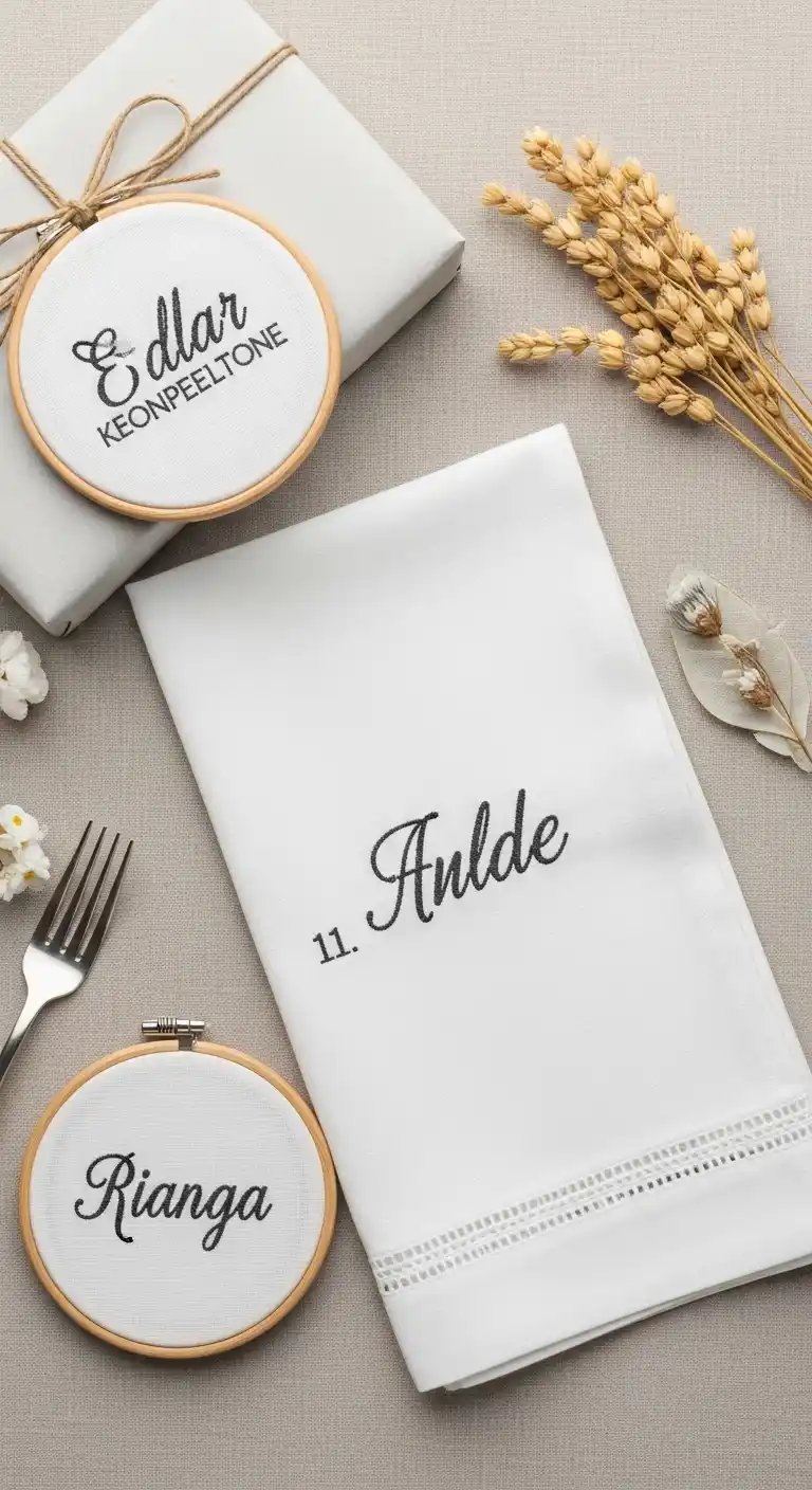 19 Meaningful Bridal Shower Keepsake Ideas 15 11. Embroidered Linen or Decorative Textile