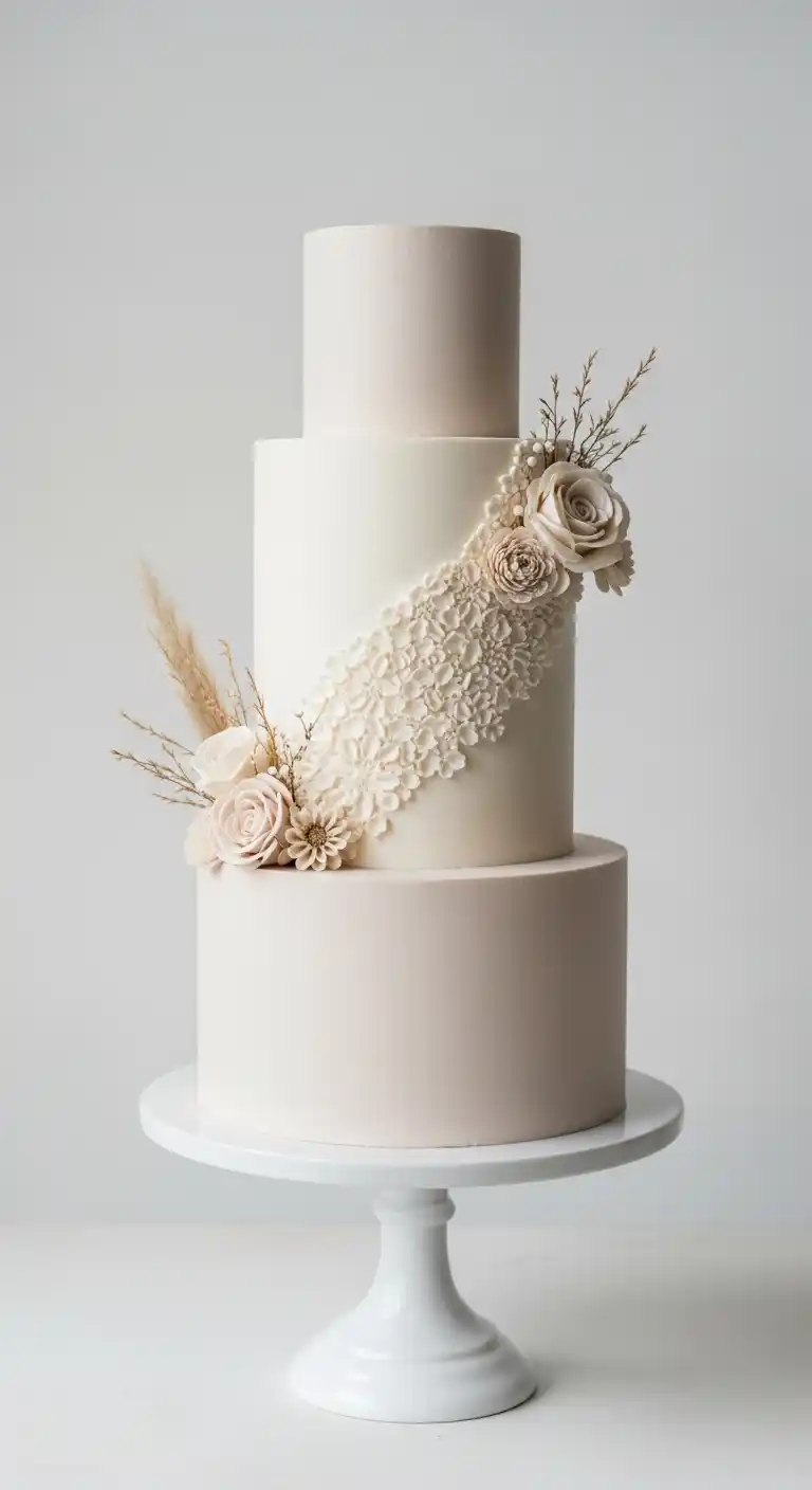 17 Neutral Wedding Cake Designs for a Timeless Look 14 11. Neutral Wedding Cake Designs with Matte Finishes