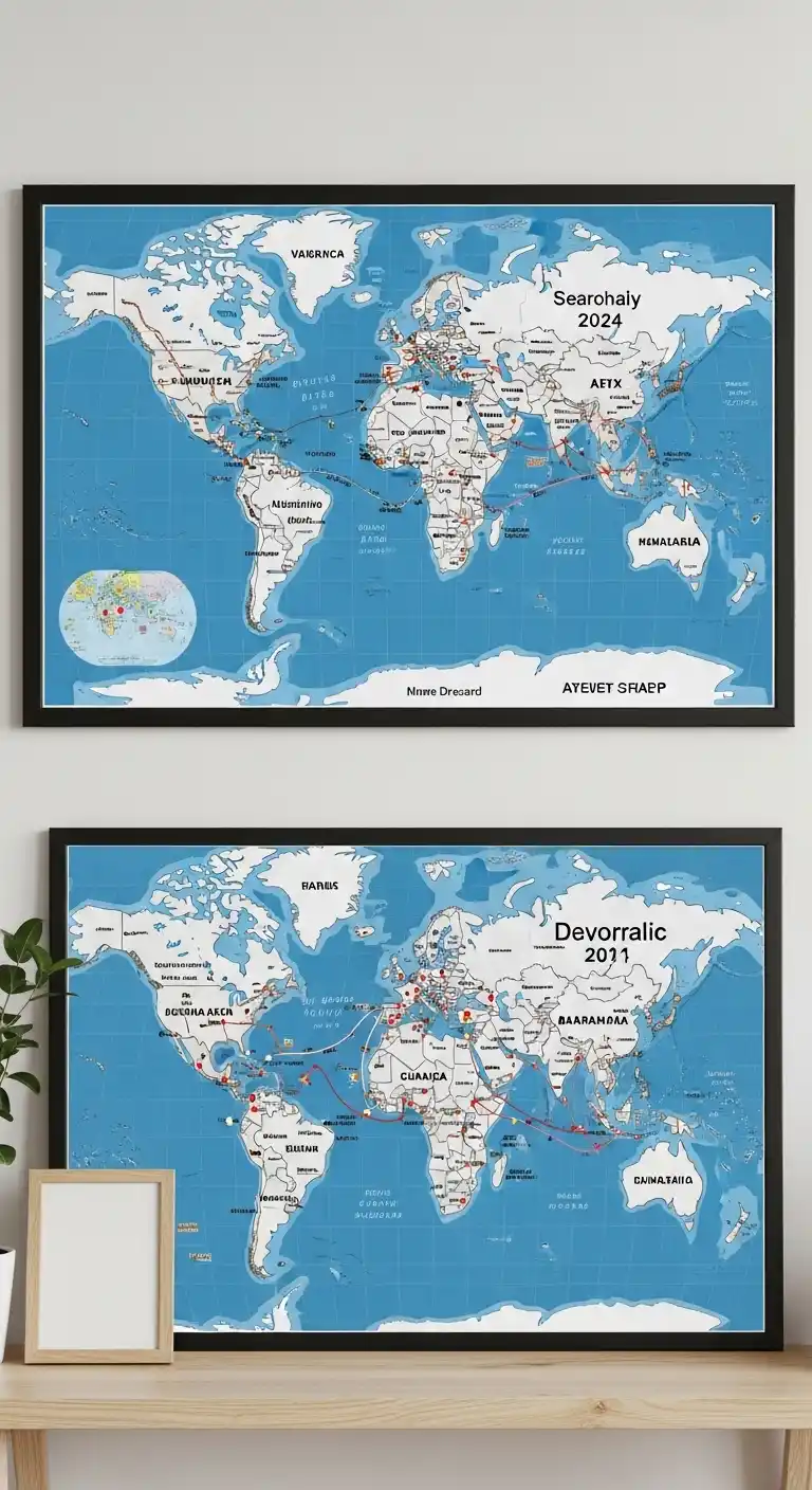20 Creative Wedding Anniversary Gift Ideas 15 11. Personalized Travel Map for Couples