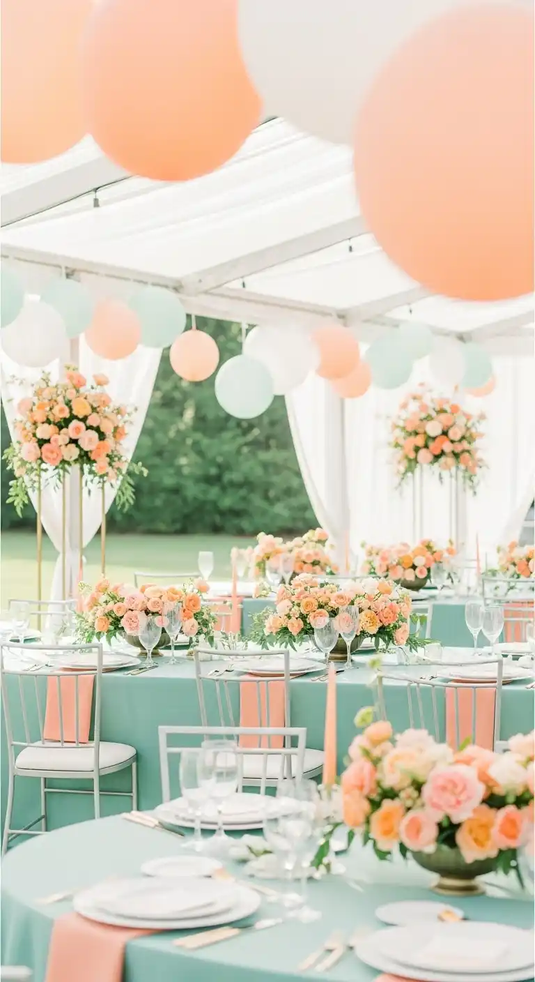 20 Stunning Engagement Party Color Schemes 15 11. Seafoam Green and Peach