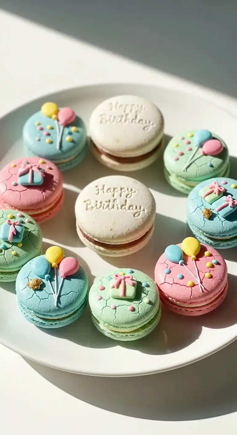 21 Delicious Birthday Party Desserts to Try 15 11. Themed Macarons