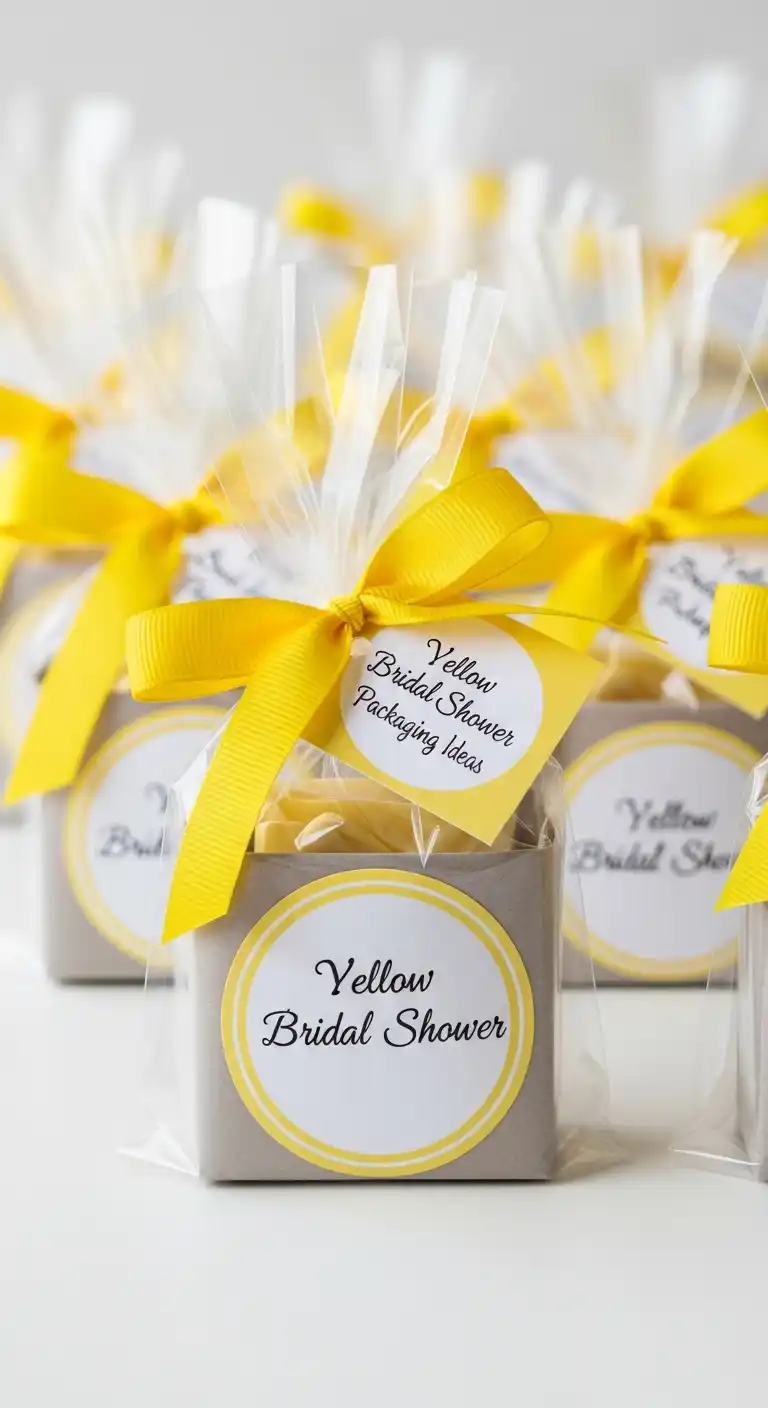 17 Yellow Bridal Shower Ideas for a Radiant Party 15 11. Yellow Bridal Shower Favor Packaging Ideas