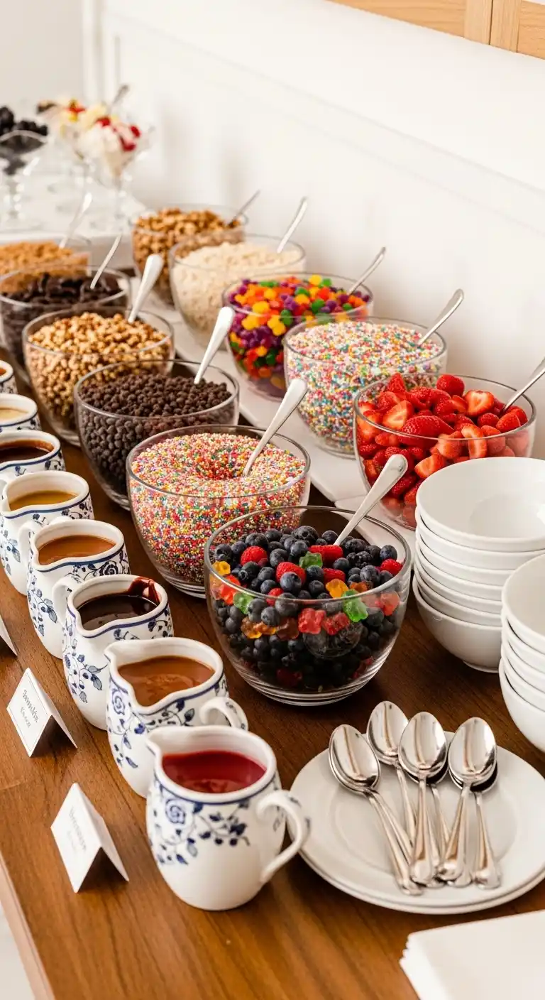 15 Graduation Party Dessert Table Ideas You’ll Love 16 12. Ice Cream Sundae Station