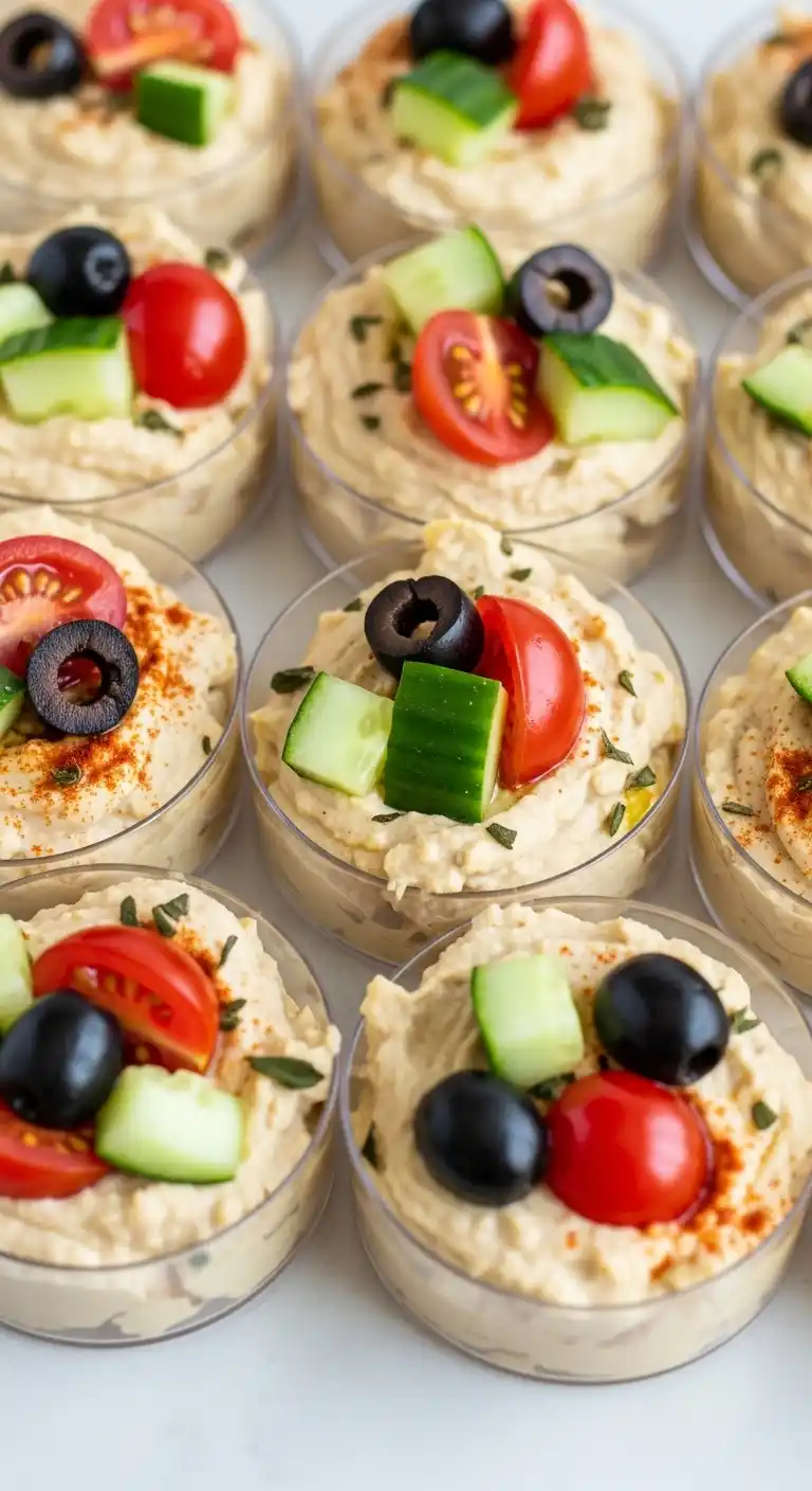 Bridal Shower Appetizers: 17 Easy & Elegant Ideas 16 12. Mediterranean Hummus Cups