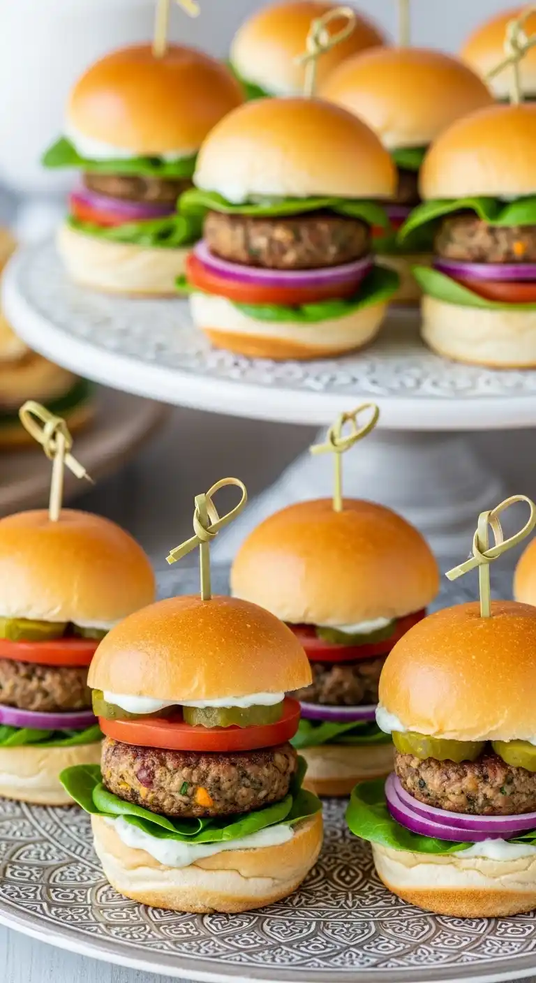17 Easy Bridal Shower Menu Ideas to Try 16 12. Mini Veggie Burgers on Slider Buns