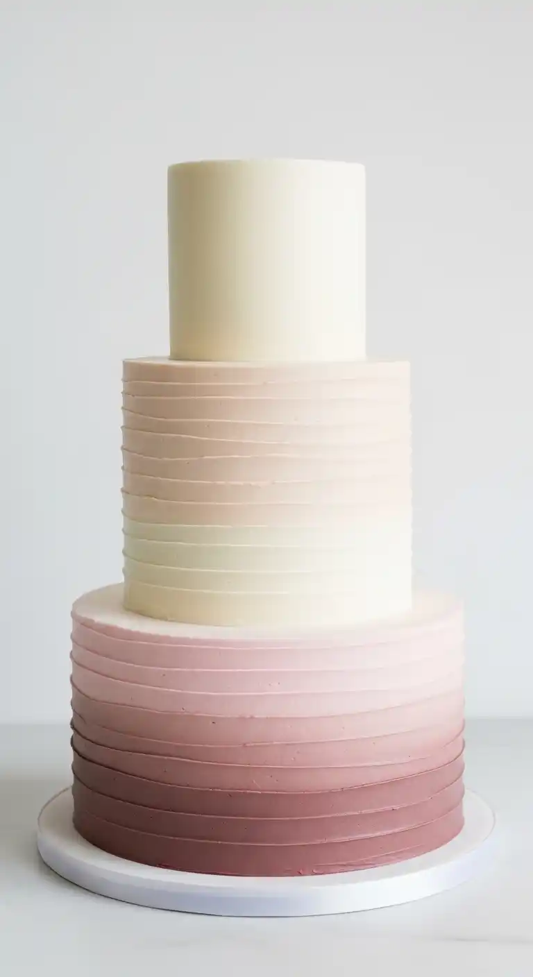17 Neutral Wedding Cake Designs for a Timeless Look 15 12. Neutral Ombre Wedding Cake Design with Gentle Color Transitions