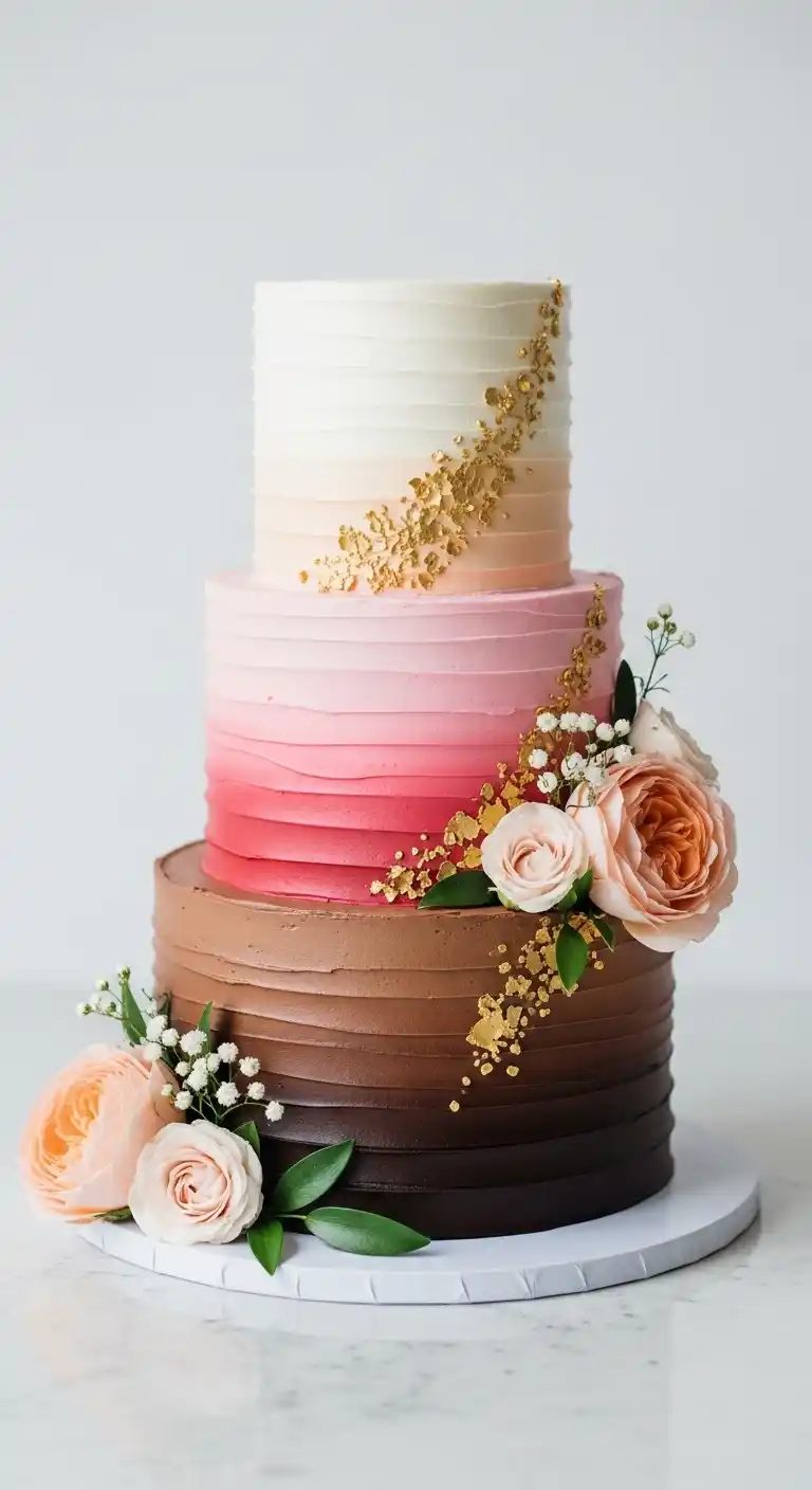 Wedding Anniversary Cake Designs for Every Style 16 12. Ombre Wedding Anniversary Cake Design
