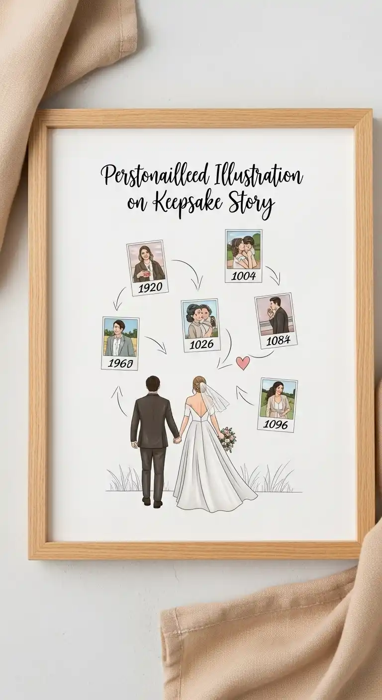 19 Meaningful Bridal Shower Keepsake Ideas 16 12. Personalized Illustration of the Couple’s Story