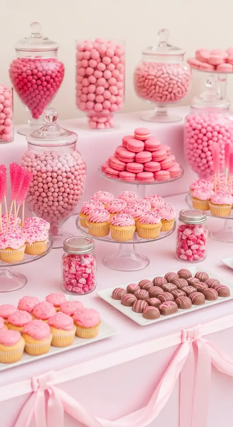 Every Bride Needs These 20 Pink Wedding Reception Ideas 15 12. Pink Dessert or Candy Bar