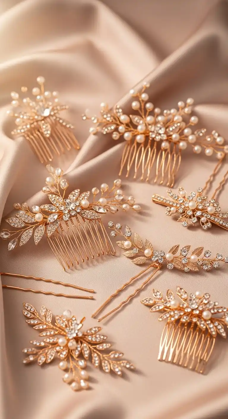 17 Rose Gold Wedding Ideas You’ll Adore 15 12. Rose Gold Hair Accessories for Brides and Bridesmaids
