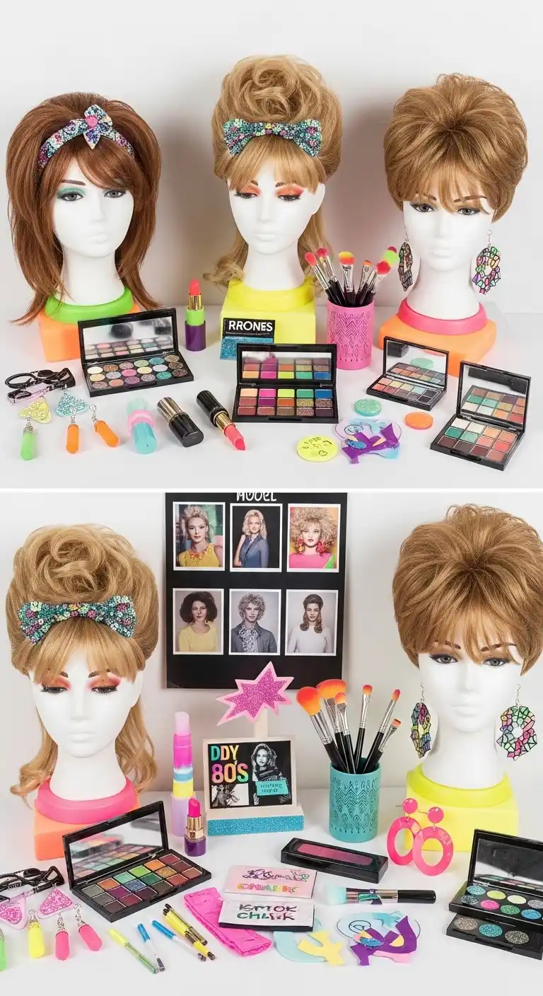 Bright & Bold: Bridal Shower 80s Theme Ideas 17 13. 80s Hairstyle and Makeup Inspiration