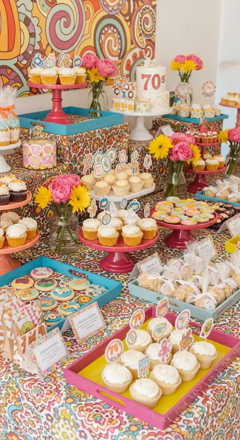 Bridal Shower 70s Theme: 17 Stylish Ideas 17 13. Boho-Chic Dessert Table