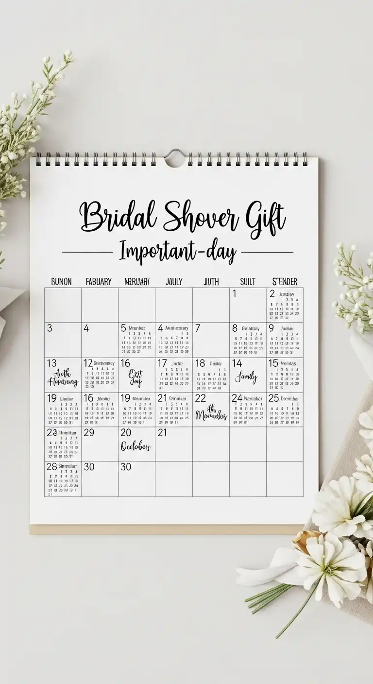 17 Bridal Shower Gifts She’ll Truly Love 17 13. Custom Calendar Featuring Important Dates