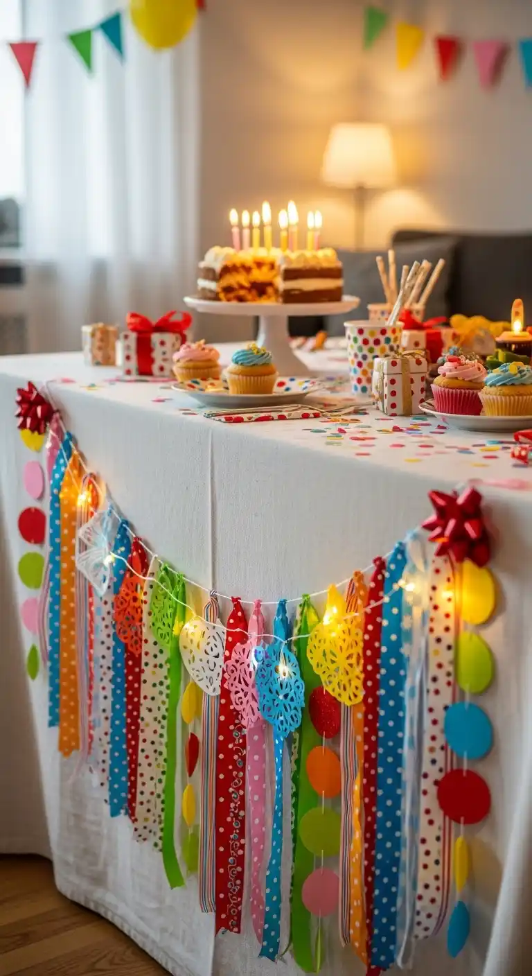Birthday Party Table Decorations: 19 Fun Ideas 17 13. Festive Garland Drapes