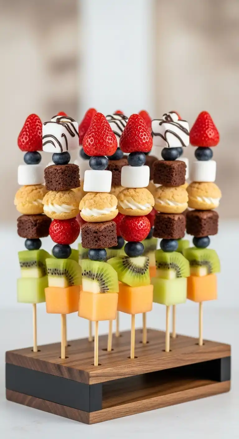 15 Graduation Party Dessert Table Ideas You’ll Love 17 13. Fruit and Dessert Skewers