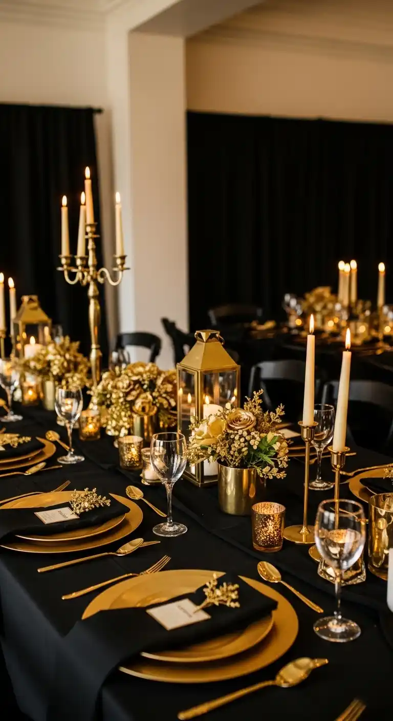 20 Stunning Engagement Party Color Schemes 17 13. Gold and Black