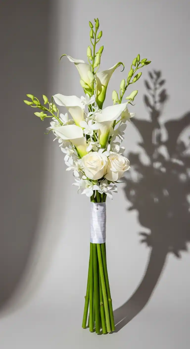 17 Gorgeous White Wedding Bouquets to Inspire 17 13. Long-Stem White Wedding Bouquets