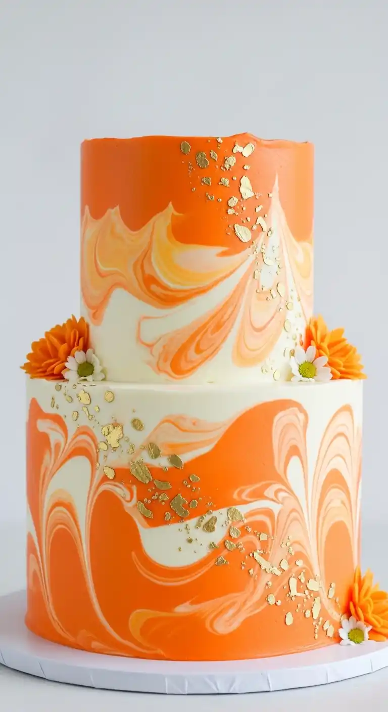 Orange Wedding Cakes That Steal the Spotlight 17 13. Orange Marbled Cake