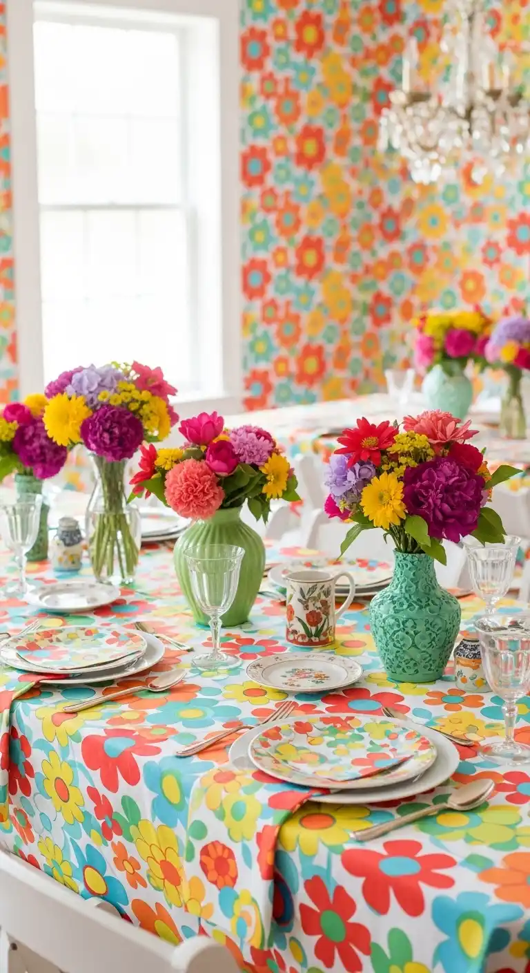 19 Charming Bridal Shower Vintage Theme 17 13. Retro Floral Explosion