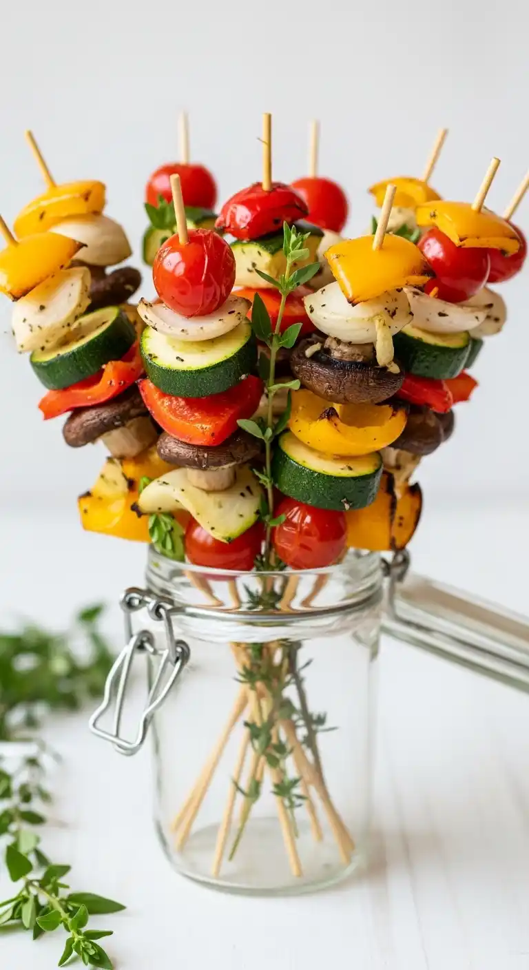 17 Easy Bridal Shower Menu Ideas to Try 17 13. Roasted Veggie Skewers with Herbs