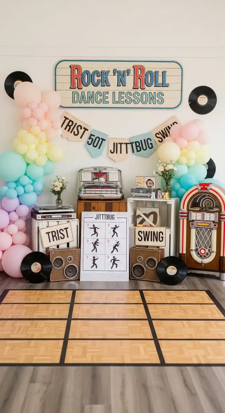 Easy Ways to Style a Bridal Shower 50s Theme 17 13. Rock ‘n’ Roll Dance Lessons