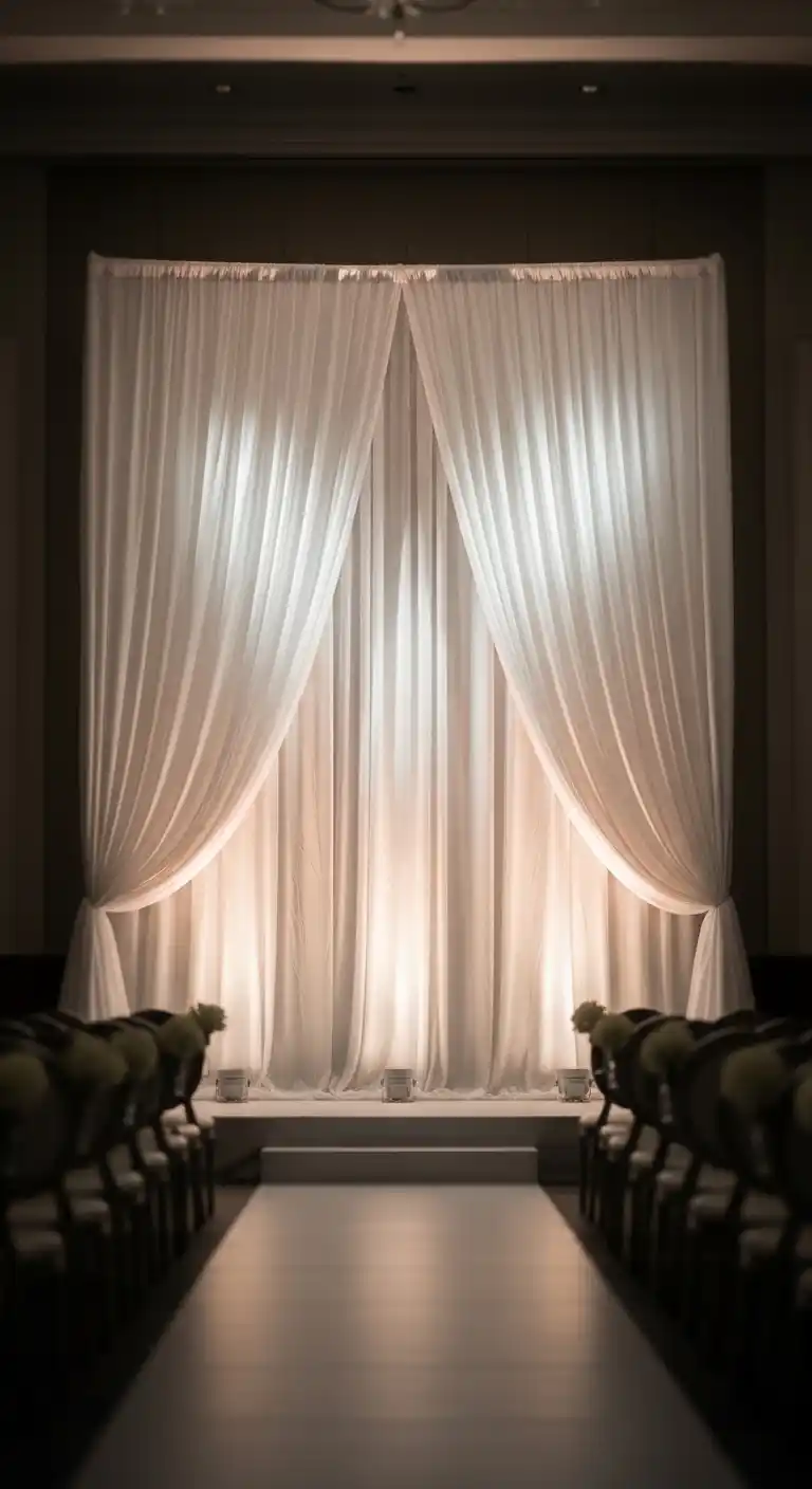 17 Classic White Wedding Ideas You’ll Always Love 17 13. White Ceremony Backdrops for Indoor Venues