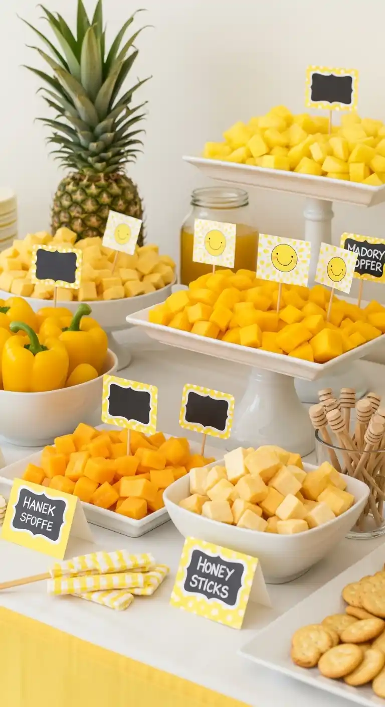 17 Stylish Yellow Bridal Shower Inspiration 17 13. Yellow-Themed Snack Station