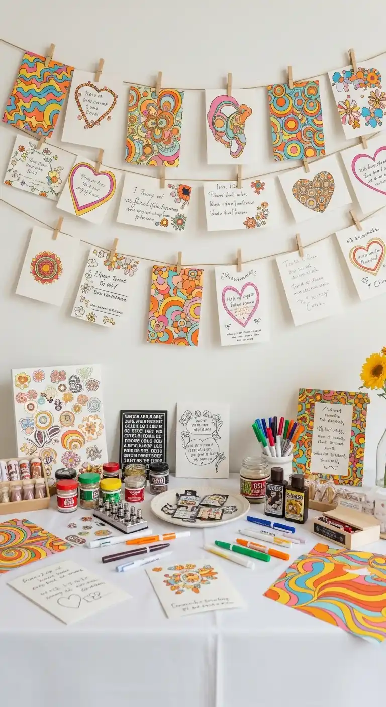 Bridal Shower 70s Theme: 17 Stylish Ideas 18 14. Groovy Invitation Station