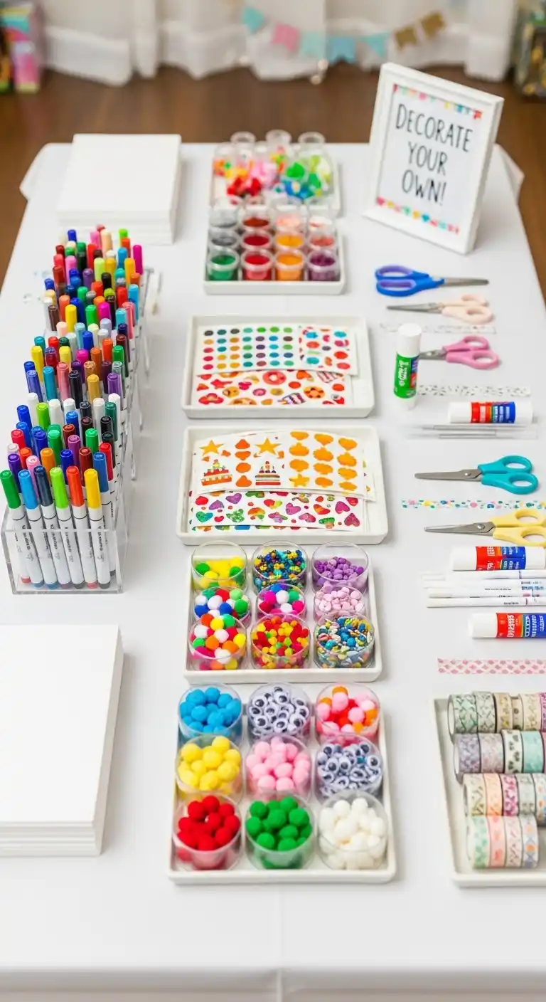 Birthday Party Table Decorations: 19 Fun Ideas 18 14. Interactive Decoration Stations
