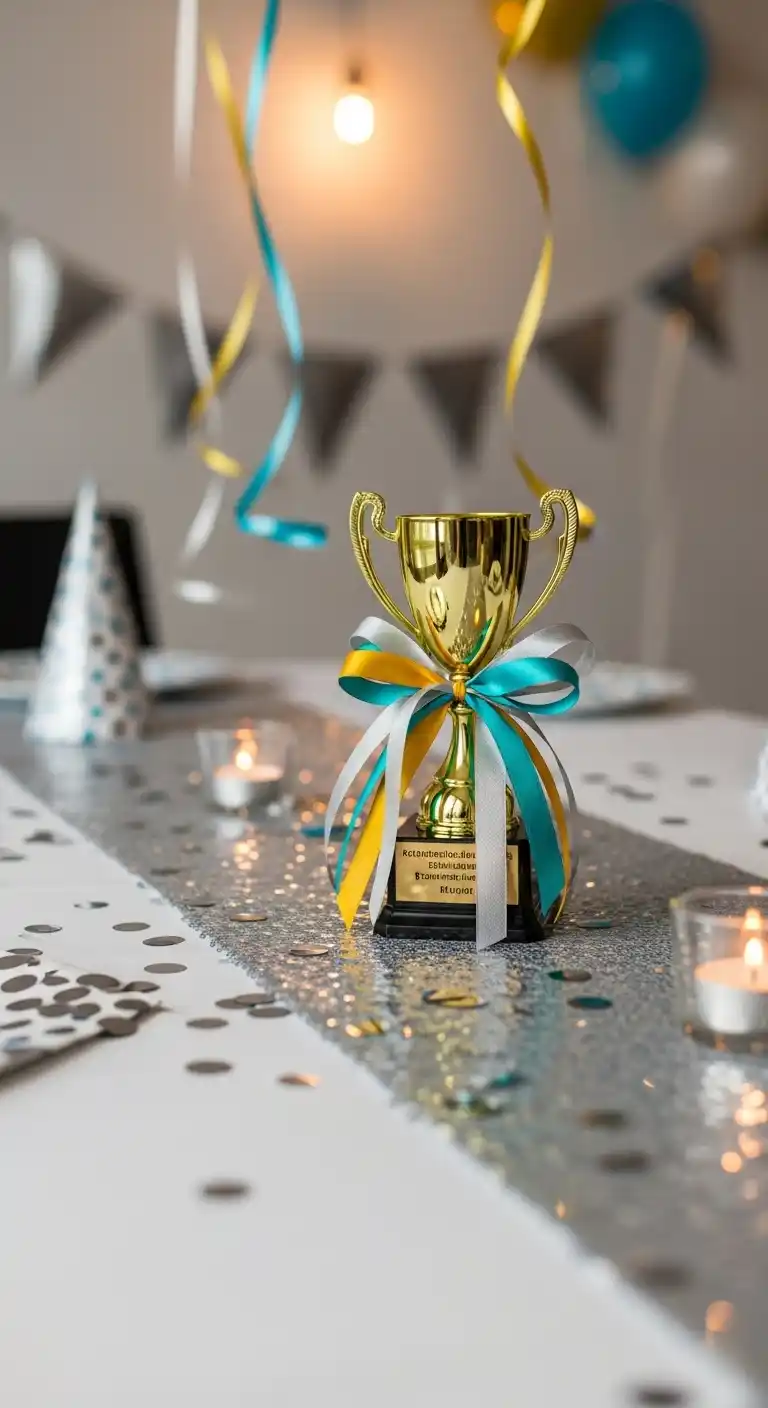 21 Stylish Graduation Party Table Centerpieces 18 14. Mini Trophy Centerpieces