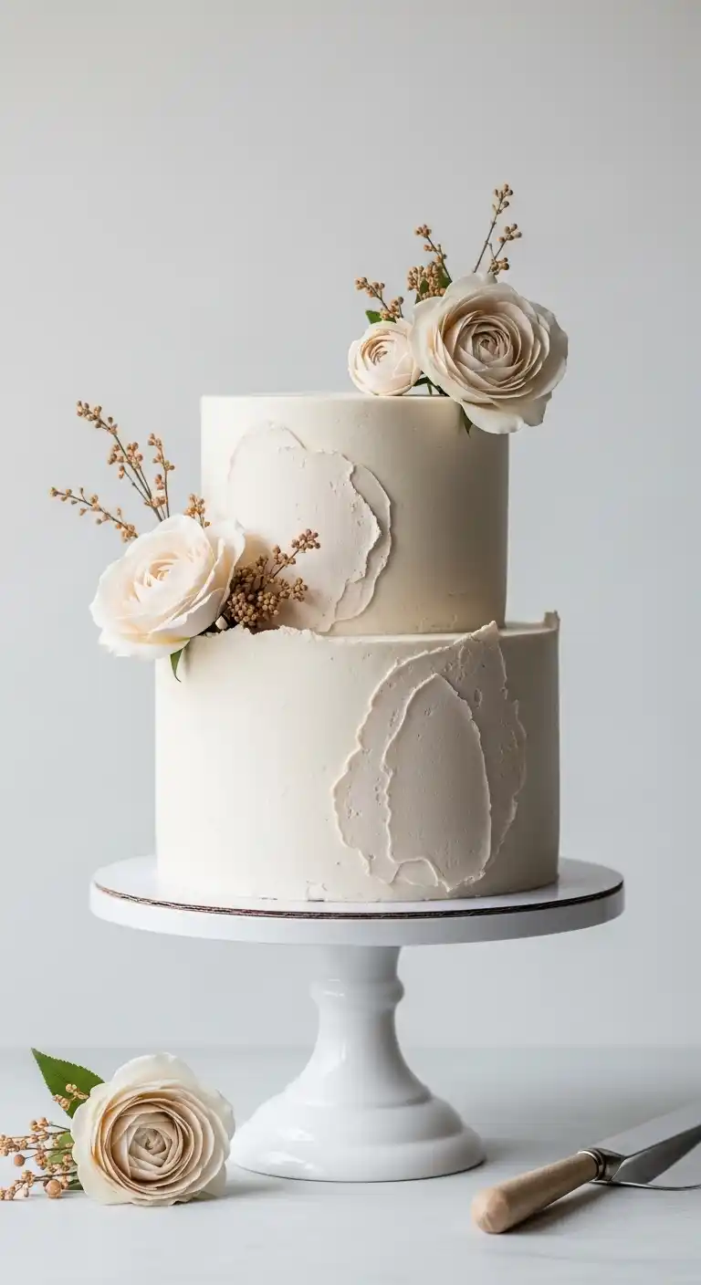 17 Neutral Wedding Cake Designs for a Timeless Look 17 14. Neutral Wedding Cake Designs with Handcrafted Detailing