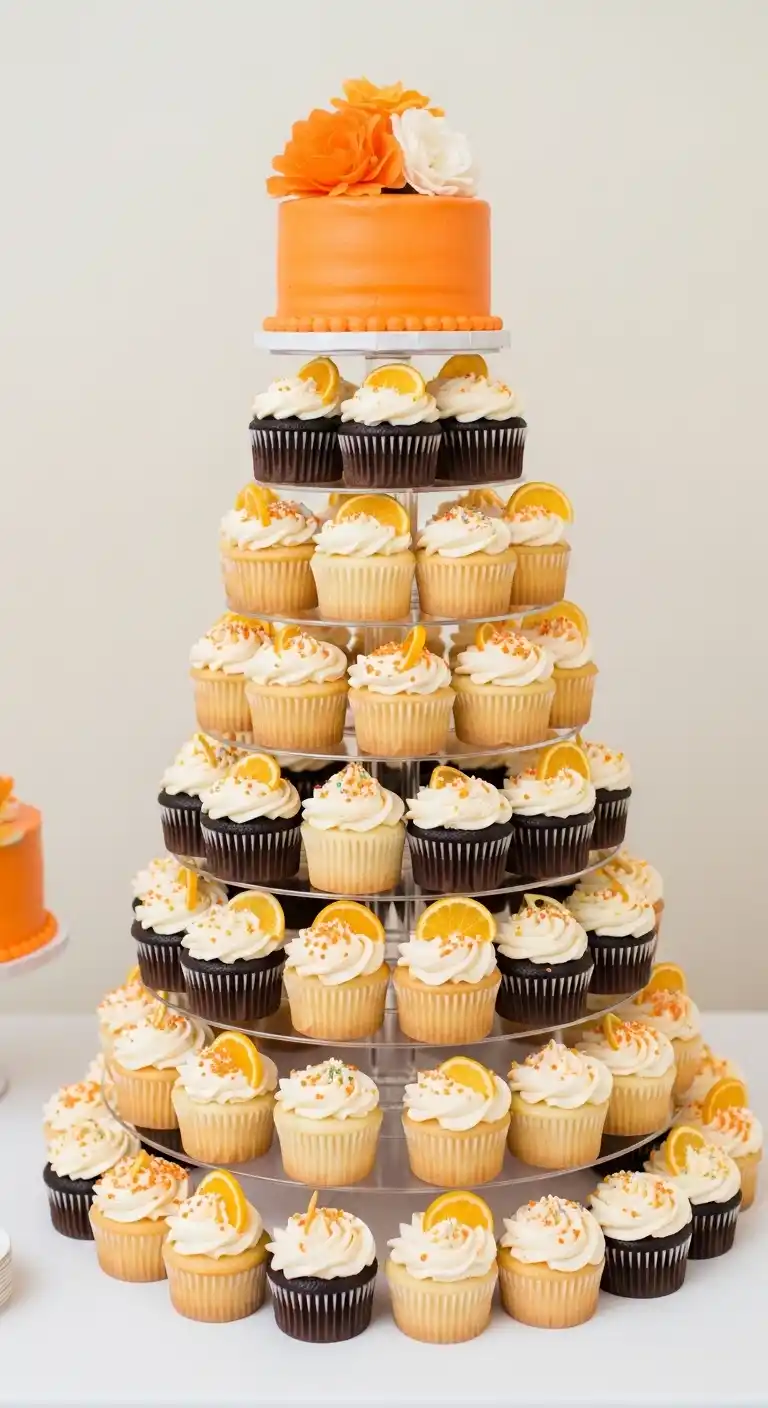 Orange Wedding Cakes That Steal the Spotlight 18 14. Orange Cupcake Tower