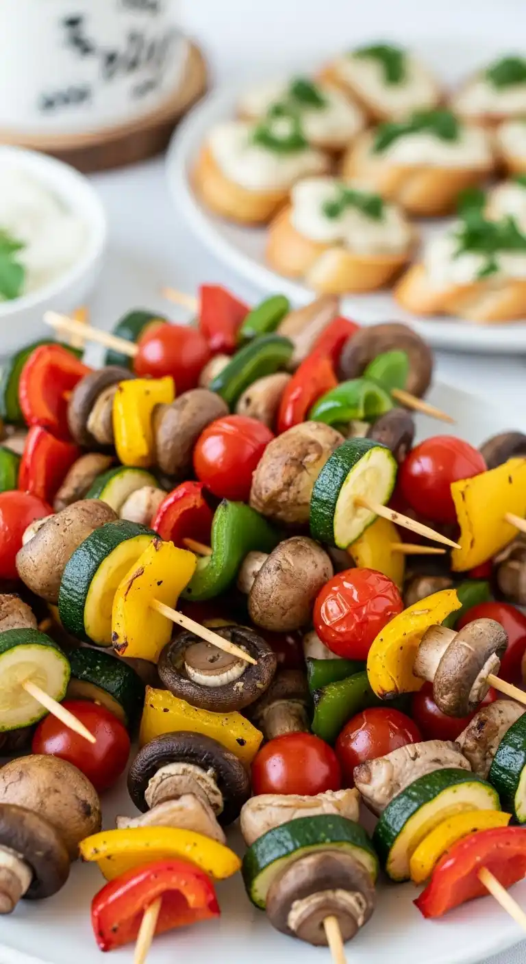 Bridal Shower Appetizers: 17 Easy & Elegant Ideas 18 14. Roasted Veggie Skewers